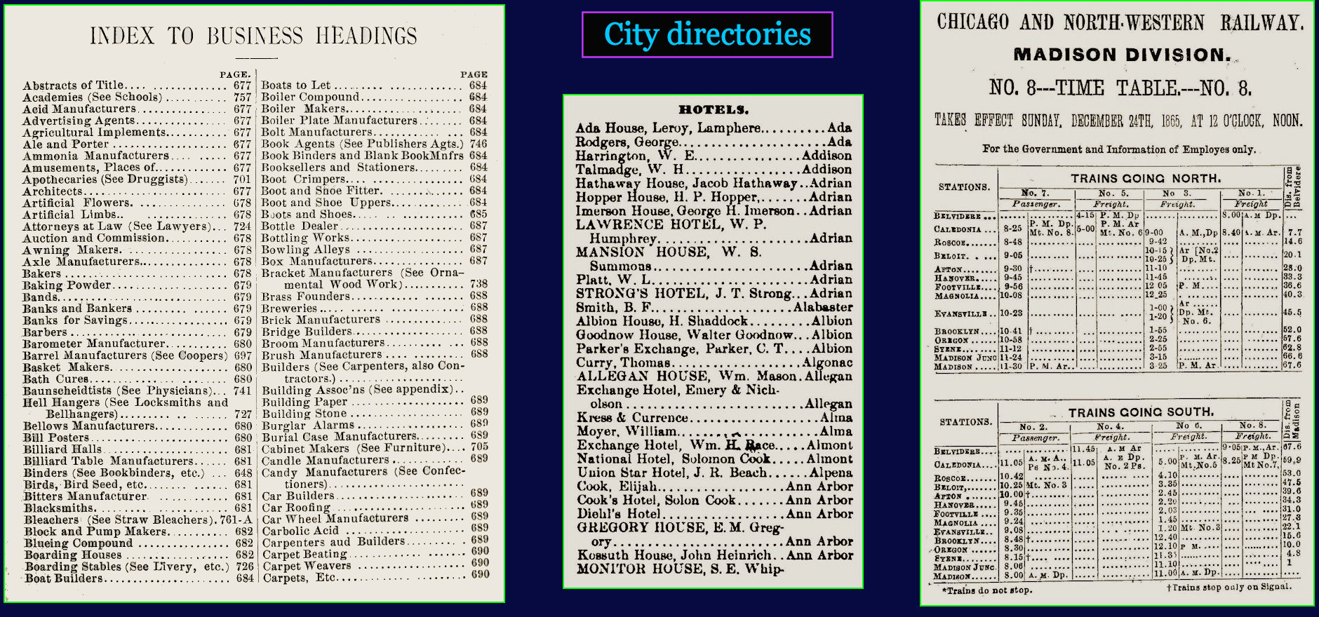 City Directories, 1870